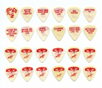 Sammy Hagar 1993 Lot of 12 Red & White Right Here Right Now Tour Picks w/COA