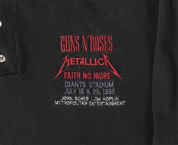 Guns 'N Roses / Metallica 1992 Stadium Tour Black Long Sleeve Henley Promoter Shirt w/COA