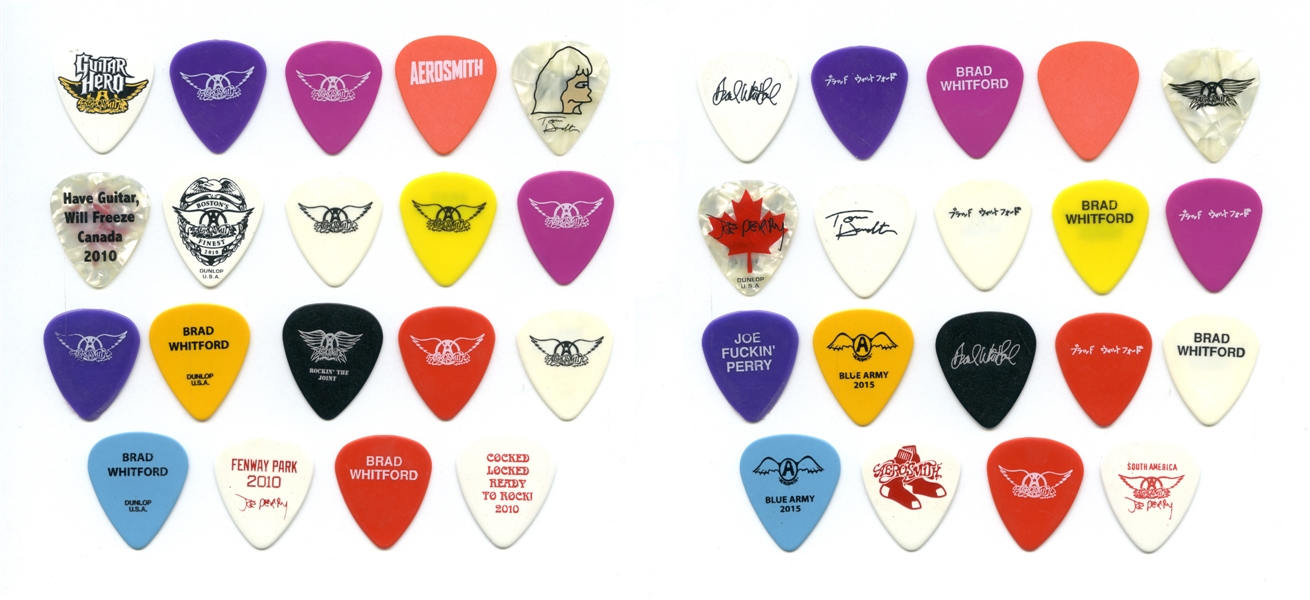 Aerosmith 2000s Lot of 19 Band Guitar Picks w/COA