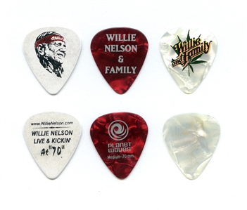 Willie Nelson 1989-2010s Lot of 3 Guitar Picks w/COA