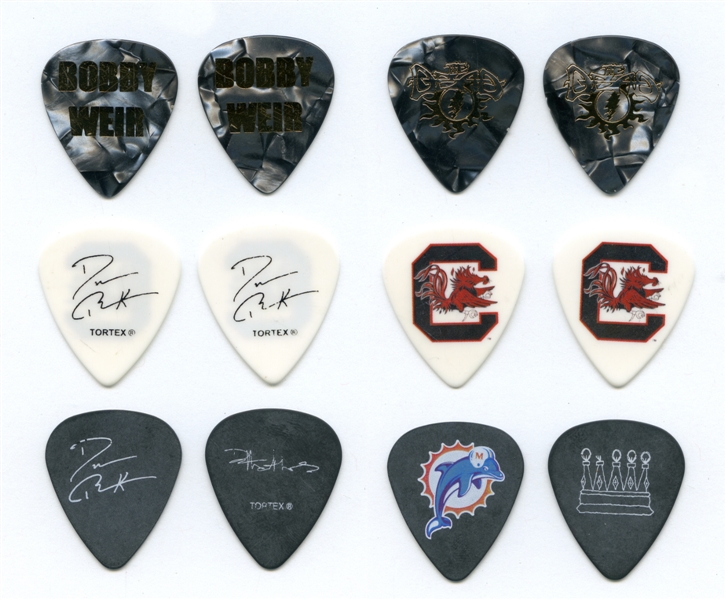 Jam Band Bob Weir, Darius Rucker, Dave Matthews Lot of 6 Guitar Picks w/COA