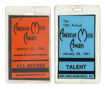 American Music Awards 1990-1991 Talent & All Access American Music Awards Passes w/COA