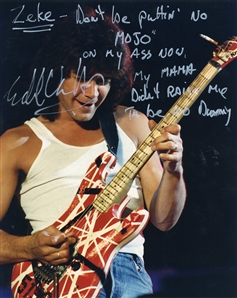 Van Halen 1980s Edward Van Halen Signed & Personalized 8 x 10 Photo To Zeke Clark With COA
