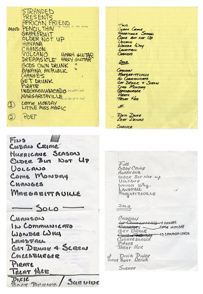Jimmy Buffett Lot of 4 Setlists