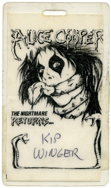 Alice Cooper Kip Winger 1986-1987 The Nightmare Returns Pass Issued To Kip Winger