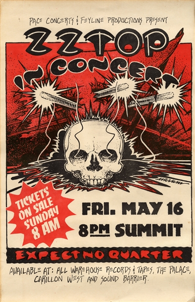ZZ Top 1980 Show Poster From May 16, 1980 The Summit, Houston, TX