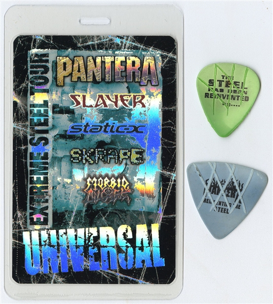 Pantera 2001 Extreme Steel Tour Universal Pass With Lot of 2 Stage Used Guitar Picks