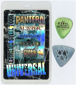 Pantera 2001 Extreme Steel Tour Universal Pass With Lot of 2 Stage Used Guitar Picks