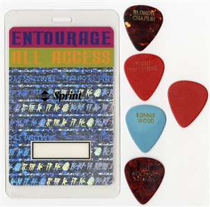The Rolling Stones 1997-1998 Bridges To Babylon World Tour Pass With Lot of 5 Stage Used Guitar Picks