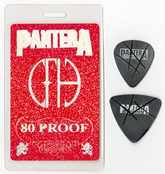 Pantera 1997 101 Proof Tour Universal Pass With Lot of 2 Stage Used Guitar Picks