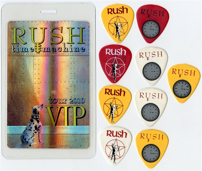 Rush 2010 Time Machine Tour VIP Pass With Lot of 9 Guitar Picks