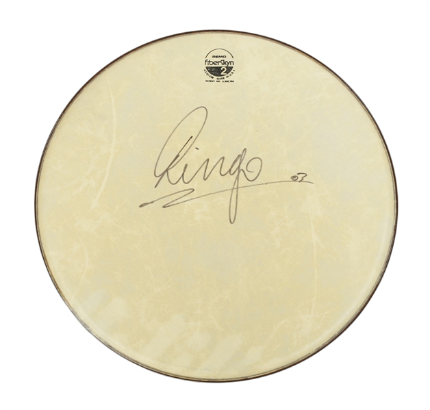 The Beatles 2003 Ringo Starr Stage Used Autographed 16-Inch Remo FibreSkyn2 Drumhead With COA