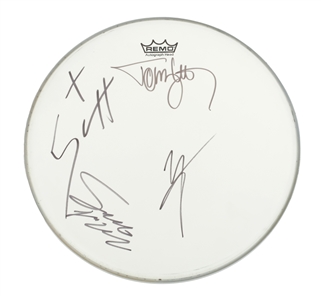 Motley Crue 1990s-2000s Band Autographed 14-Inch Drumhead With COA