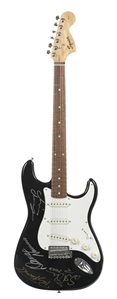 Janes Addiction 2003 Band Signed Black & White Squier Strat