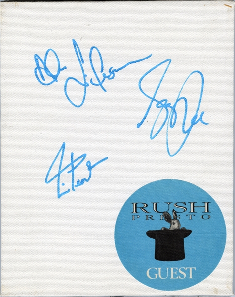 Rush 1990 Band Autographed 8 x 10 Canvas With COA