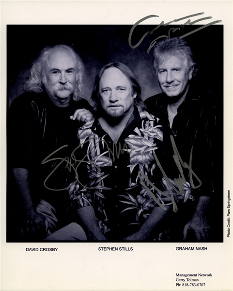 Crosby Stills Nash 2000s Band Autographed 8 x 10 Press Photo With COA