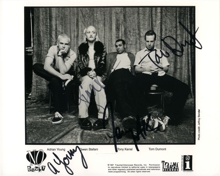 No Doubt 1997 Band Autographed 8 x 10 Press Photo With COA