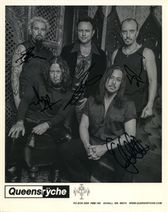 Queensryche 2010s Band Autographed 8 x 10 Photo Card With COA
