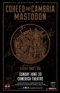 Coheed & Cambria + Mastodon 2019 Autographed 11 x 17 Poster June 30 Comerica Theatre With COA