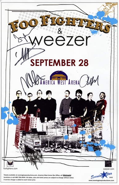 Foo Fighters 2005 Autographed 11 x 17 Poster September 28 America West Arena With COA