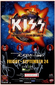 KISS 2010 Autographed 11 x 17 Poster September 14 Cricket Wireless Pavilion With COA