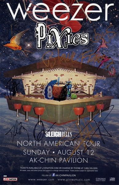 Weezer + The Pixies 2018 Autographed 11 x 17 Poster August 12 AK Chin Pavilion With COA