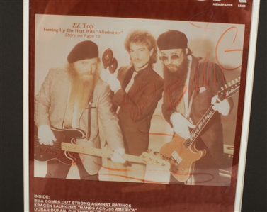 ZZ Top 1985 Autographed Color Positive Cashbox Newspaper Transparency