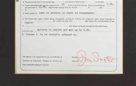 Black Sabbath 1970 Management Signed M-M Agency Ltd Marquee Club Contract