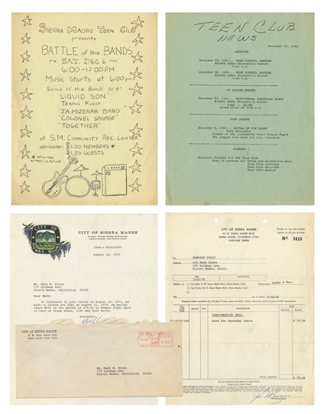 Van Halen 1969-1970 Mark Stone Pre-VH Band Tempus Fugit Correspondence & Flyers With COA