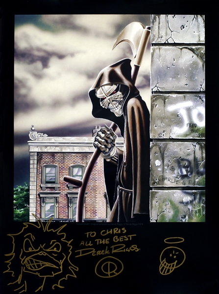 Iron Maiden Derek Riggs Robot Death Autographed & Personalized Poster