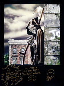 Iron Maiden Derek Riggs Robot Death Autographed & Personalized Poster
