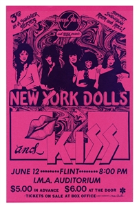 KISS 1974 Michigan New York Dolls Original Concert Poster