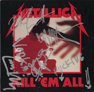 Metallica 1983 Band Autographed Kill Em All Album With COA