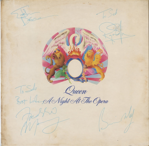 Queen 1975 A Night at the Opera Fully Band Autographed First U.K. Pressing LP With COA