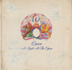 Queen 1975 A Night at the Opera Fully Band Autographed First U.K. Pressing LP With COA