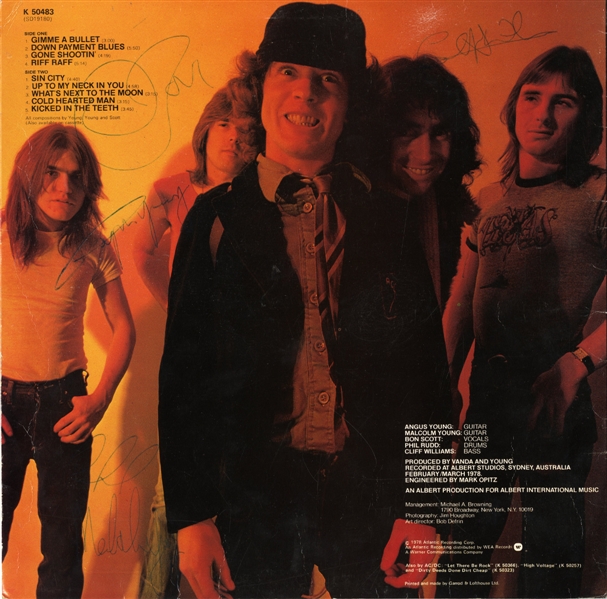 AC/DC 1978 Powerage Fully Band Autographed First U.K. Pressing LP With COA
