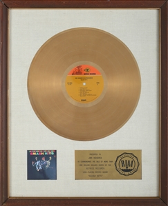 Jimi Hendrix Experience 1968 Smash Hits RIAA Gold Record White Matte Award Presented to Jimi Hendrix