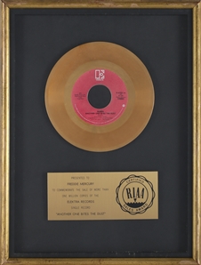 Queen 1980 Another One Bites the Dust RIAA Gold Single Award Presented to Freddie Mercury