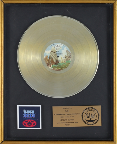 Rush 1976 2112 RIAA Gold Record Award Presented to Rush