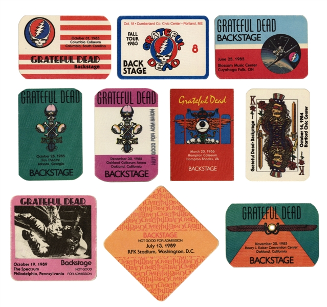 The Grateful Dead 1983-1986 Lot of 10 Unused Backstage Passes