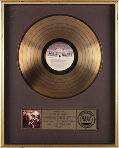 KISS Alive! 1975 RIAA Gold Record Award Presented to Peter ‘Moose’ Oreckinto With COA