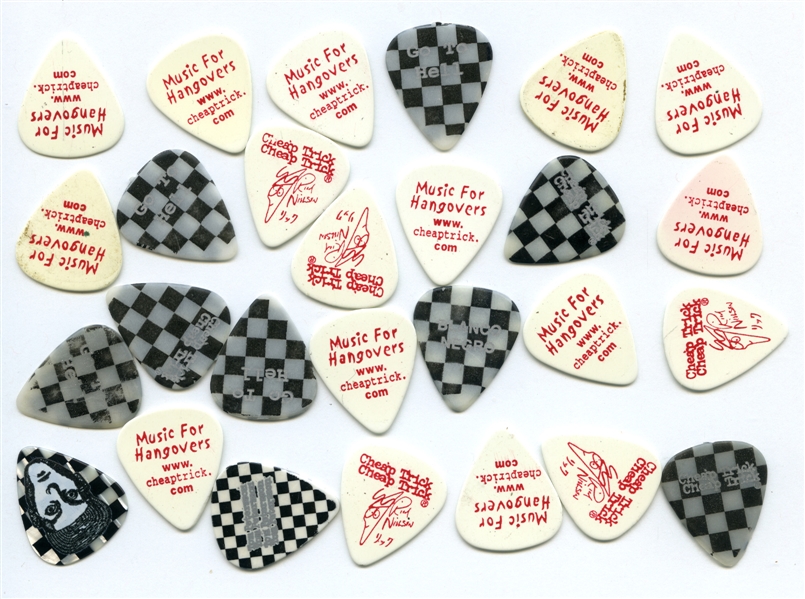 Cheap Trick 1998-2000s Checkerboard & Music For Hangovers Guitar Picks With COA