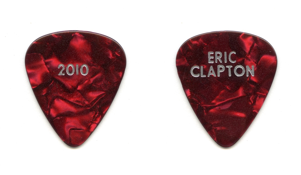 Eric Clapton 2010 Single Red Pearloid Guitar Pick With COA