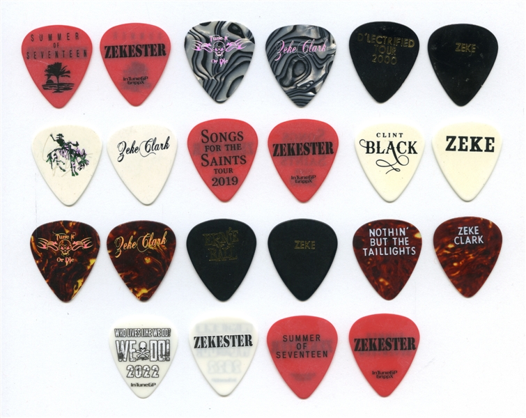 Zeke Clark 2000s Lot of 22 Zeke Clark Guitar Tech Picks With COA