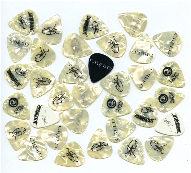 Creed & Alter Bridge 2000s Bulk Lot of 34 Guitar Picks With COA