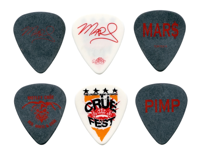 Motley Crue 2005-2008 Lot of 3 Mick Mars Guitar Picks With COA