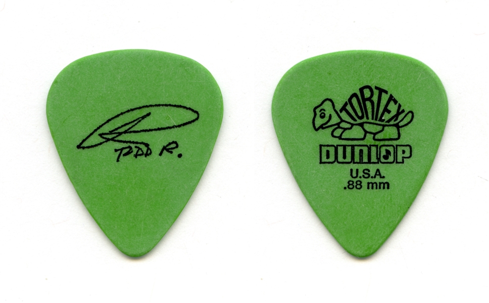 Todd Rundgren 1990s-2000s Single Green Guitar Pick With COA