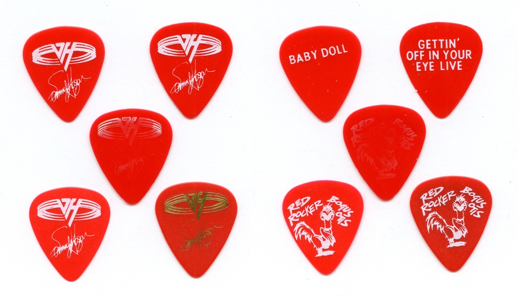 Sammy Hagar 1990s Lot of 5 Sammy Hagar Red Guitar Picks With COA