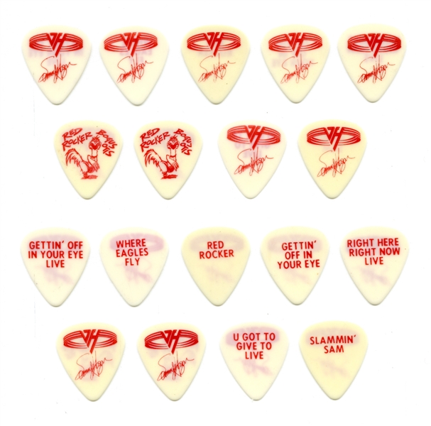 Sammy Hagar 1990s Lot of 9 Sammy Hagar White Guitar Picks With COA