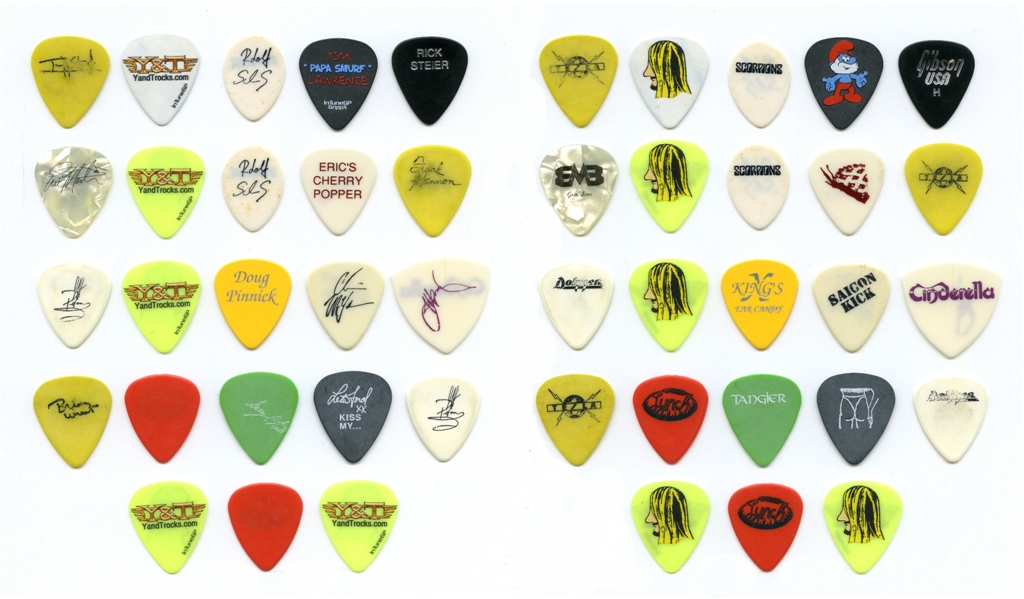 Lot of 23 Classic 80s Heavy Metal & Hard Rock Guitar Picks With COA